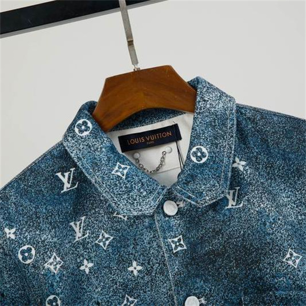LOUIS VUITTON スーパーコピー デニムシャツ グラデーション デザイン モノグラム ロゴ ルイヴィトン