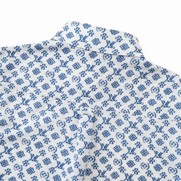 ルイヴィトン コピー シャツ モノグラム パターン ブルー×ホワイト コットン素材 軽量 雰囲気 LOUIS VUITTON