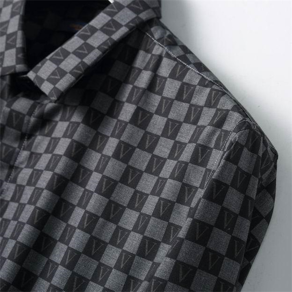 ルイヴィトン コピー シャツ コットン ダミエロゴ チェック柄 モダンデザイン 抜け感 メンズ LOUIS VUITTON
