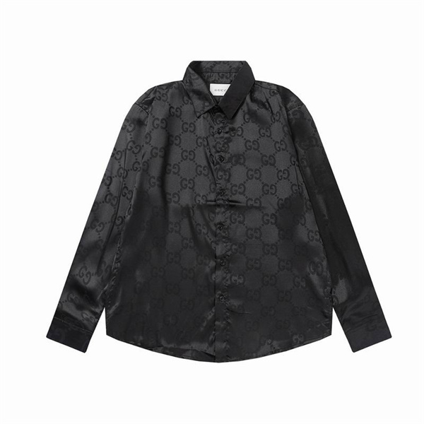 グッチ GUCCI スーパーコピー シャツ サテンブラック GGモノグラム 高級感溢れる デザイン  