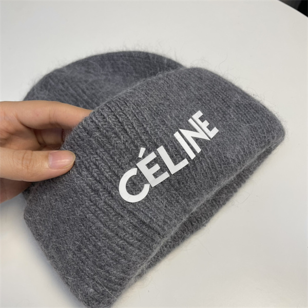 セリーヌ 偽物 ニット帽子 ブランドロゴ プリント 保温性 ウール素材 カジュアル 秋冬最適 CELINE