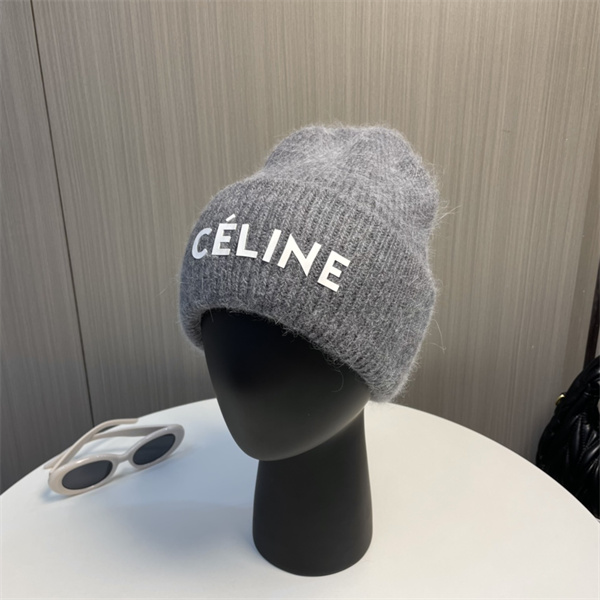 セリーヌ 偽物 ニット帽子 ブランドロゴ プリント 保温性 ウール素材 カジュアル 秋冬最適 CELINE