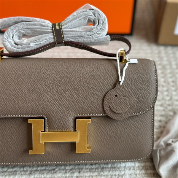 エルメス スーパーコピー バッグ グレー レザー ゴールドバックル 高級感 収納力 オレンジパッケージ HERMES