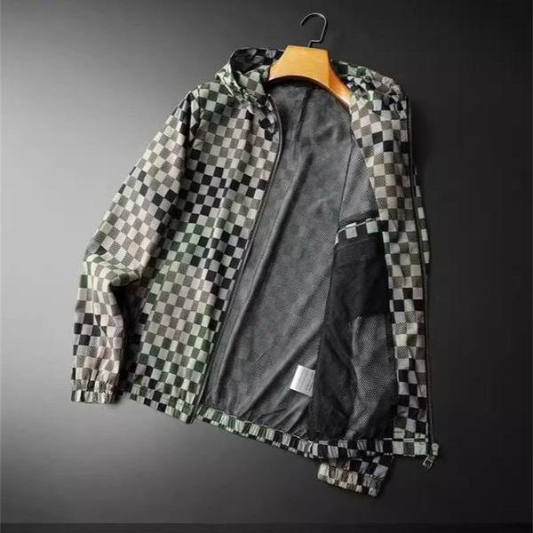 LOUIS VUITTON 偽物 ジャケット チェッカーパターン フード付き 軽量 オシャレ おすすめ ジャケット ルイヴィトン