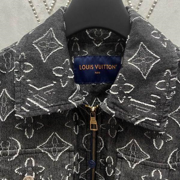ルイヴィトン スーパーコピー デニムジャケット モノグラム柄 ロゴ ゴールドジッパー LOUIS VUITTON