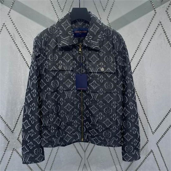 ルイヴィトン スーパーコピー デニムジャケット モノグラム柄 ロゴ ゴールドジッパー LOUIS VUITTON