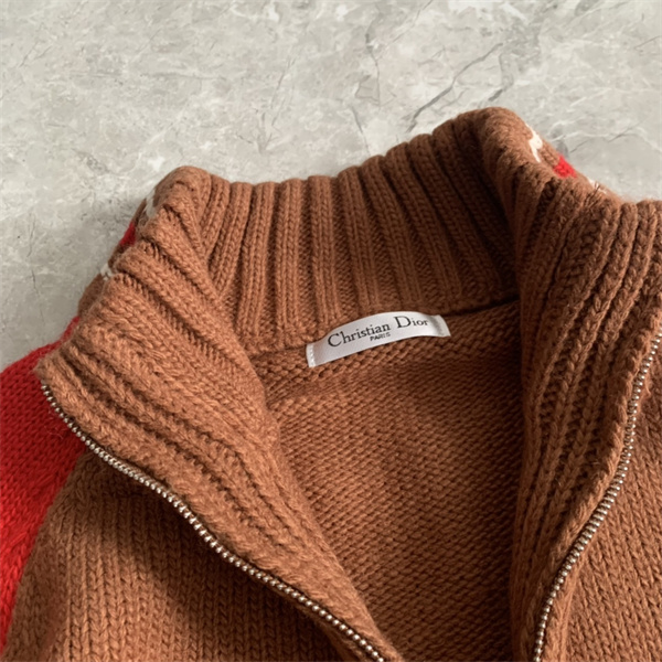 DIOR コピー カーディガン バイカラー Tears刺繍 フェルトロゴ ディオール