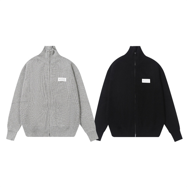 メゾン マルジェラ 偽物 カーディガン リブニット フルジップ グレー ブラック Maison Margiela