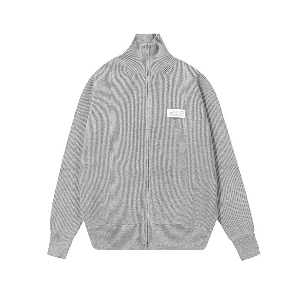 メゾン マルジェラ 偽物 カーディガン リブニット フルジップ グレー ブラック Maison Margiela