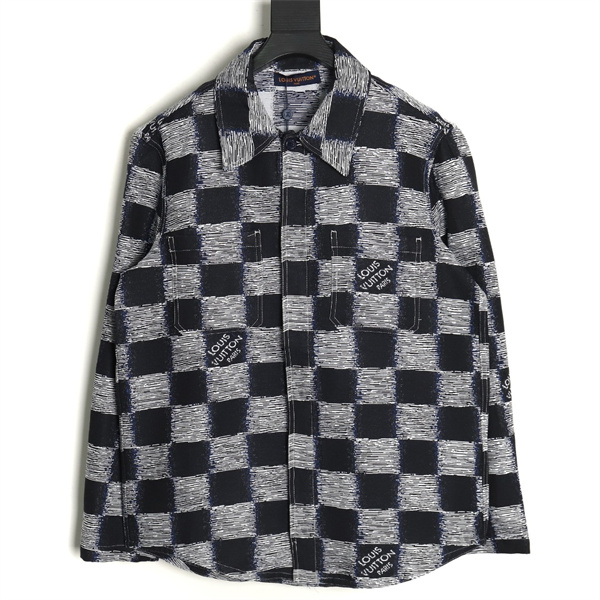 ルイヴィトン 偽物 シャツ 手描き風チェッカーパターン×ロゴアクセント LOUIS VUITTON