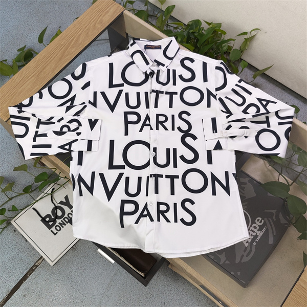 ルイヴィトン コピー シャツ ブラック×ホワイトコントラスト カジュアルデザイン LOUIS VUITTON