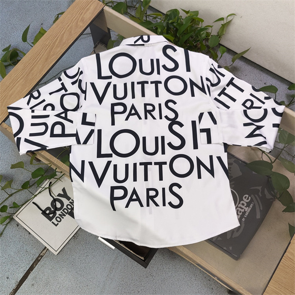 ルイヴィトン コピー シャツ ブラック×ホワイトコントラスト カジュアルデザイン LOUIS VUITTON