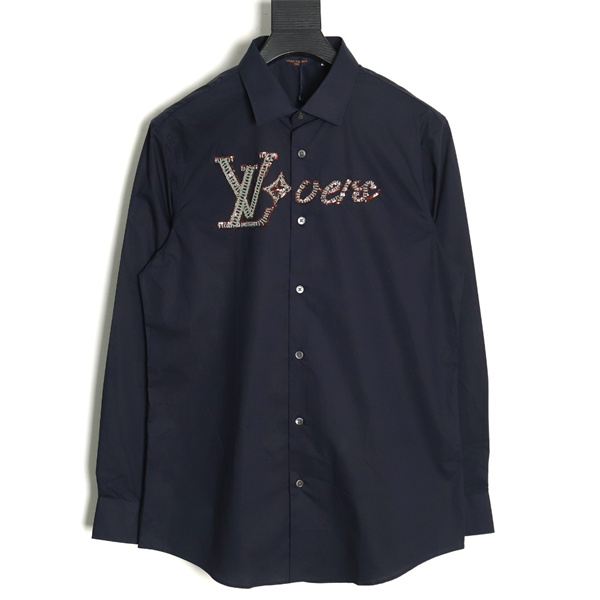 ルイヴィトン 偽物 シャツ 光沢ビーズ＆スパンコールロゴ デザイン LOUIS VUITTON