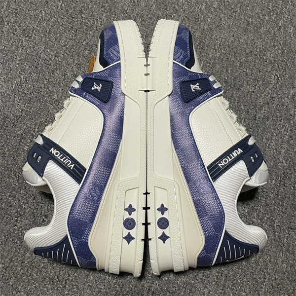 ルイヴィトン コピー スニーカー ホワイトとブルー 洗練 LV Trainer ロゴ LOUIS VUITTON