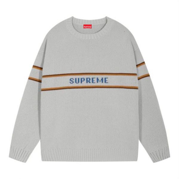 SUPREME 偽物 セーター 中央ロゴ デザイン ストライプ シュプリーム