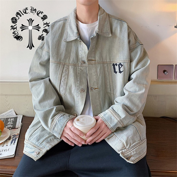クロムハーツ 偽物 ジャケット「re」ロゴ 刺繍 デニム 2色 男女兼用 CHROME HEARTS