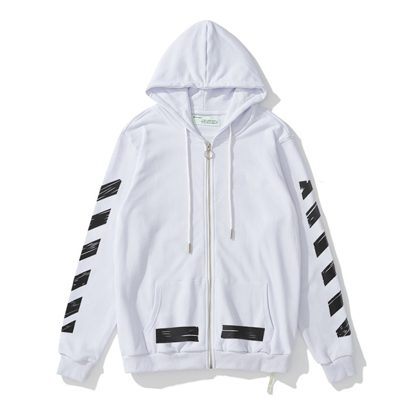 Off-White コピージャケット ストロークデザイン クロスアロー ロゴ ジッパー付き オフホワイ