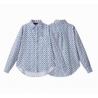 ルイヴィトン コピー シャツ モノグラム パターン ブルー×ホワイト コットン素材 軽量 雰囲気 LOUIS VUITTON