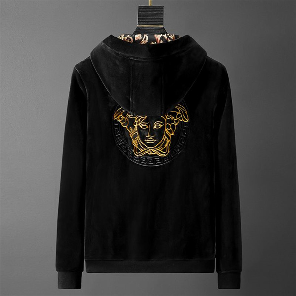 VERSACE コピー セットアップ メデューサ ロゴ 裏起毛 ゴールドアクセント 秋冬向け ヴェルサーチ 