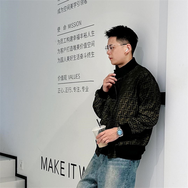 FENDI スーパーコピー ジャケット FFロゴ モノグラム ブラック ブラウン フェンディ