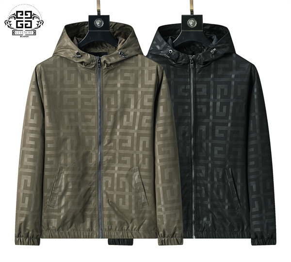 ジバンシィ コピー ジャケット モノグラムデザイン フード付き ボルドー カーキ GIVENCHY