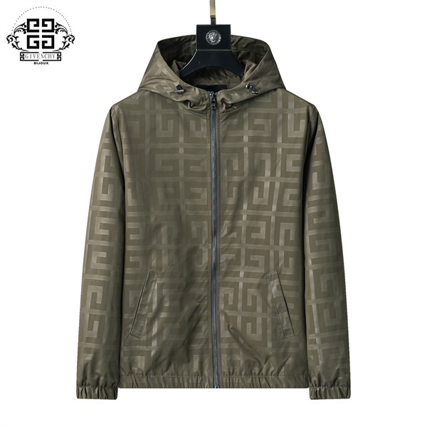 ジバンシィ コピー ジャケット モノグラムデザイン フード付き ボルドー カーキ GIVENCHY