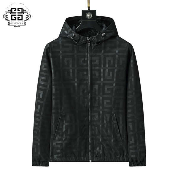 ジバンシィ コピー ジャケット モノグラムデザイン フード付き ボルドー カーキ GIVENCHY