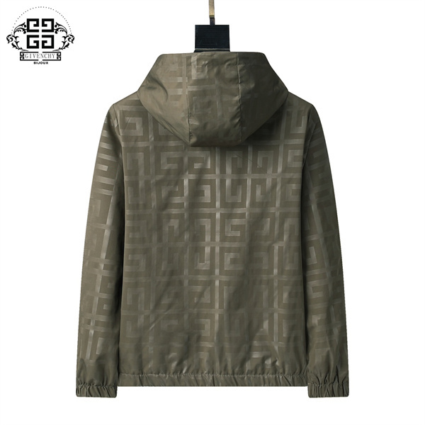ジバンシィ コピー ジャケット モノグラムデザイン フード付き ボルドー カーキ GIVENCHY