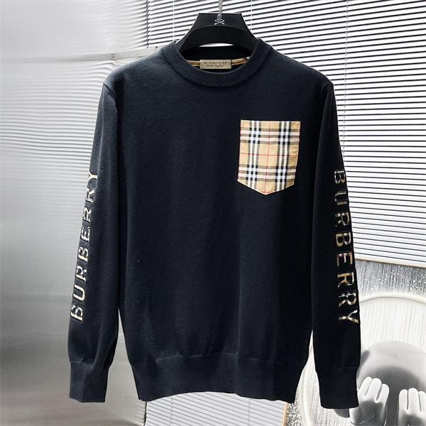 バーバリー コピー トレーナー チェックモチーフ スリーブロゴ アイボリー グレージュ BURBERRY 