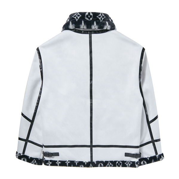 LOUIS VUITTON コピー ジャケット モノグラム エンブレム フォックスファー ブルー シルバー ルイヴィトン