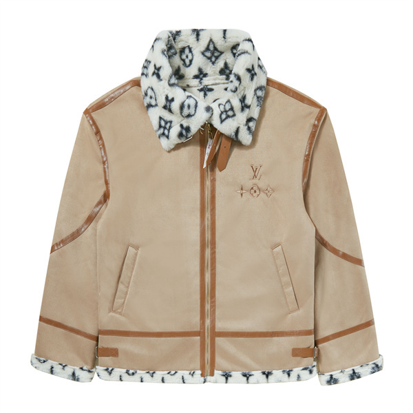 LOUIS VUITTON コピー ジャケット モノグラム エンブレム フォックスファー ブルー シルバー ルイヴィトン