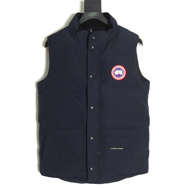 カナダグース コピー ベスト ロゴパッチ シングルスナップ オリーブグリーン ブラウン Canada Goose 