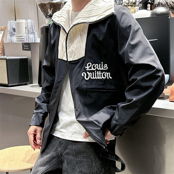 ルイヴィトン コピー ジャケット LVモチーフ 刺繍フラワー グレー オフホワイト LOUIS VUITTON