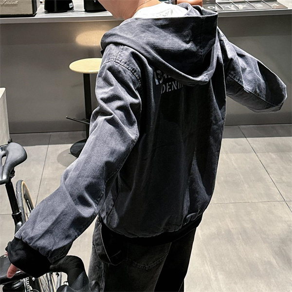 バレンシアガ コピー デニムジャケット バックロゴ フーディー ディープブルー BALENCIAGA 