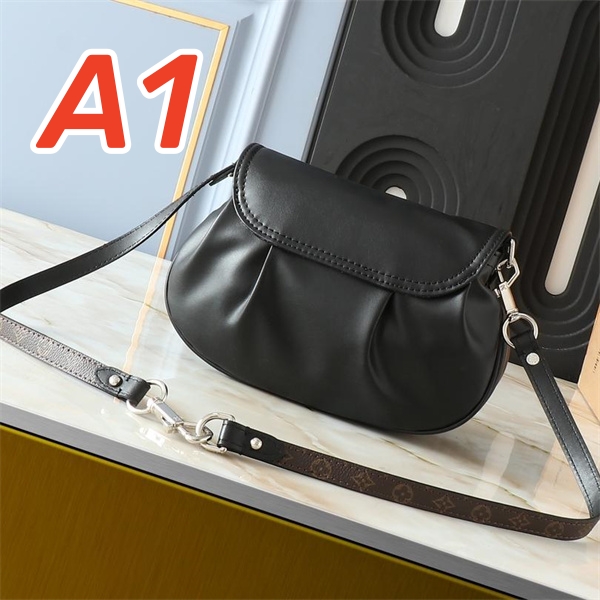 LOUIS VUITTON コピー バッグ レザー＆モノグラム シルバーバックル カラーバリエーション ブラック グレー オレンジ