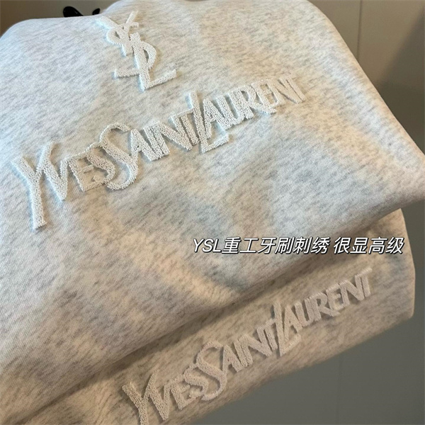 SAINT LAURENT コピー トレーナー ライトグレー グレー YSL刺繍ロゴ サンローラン