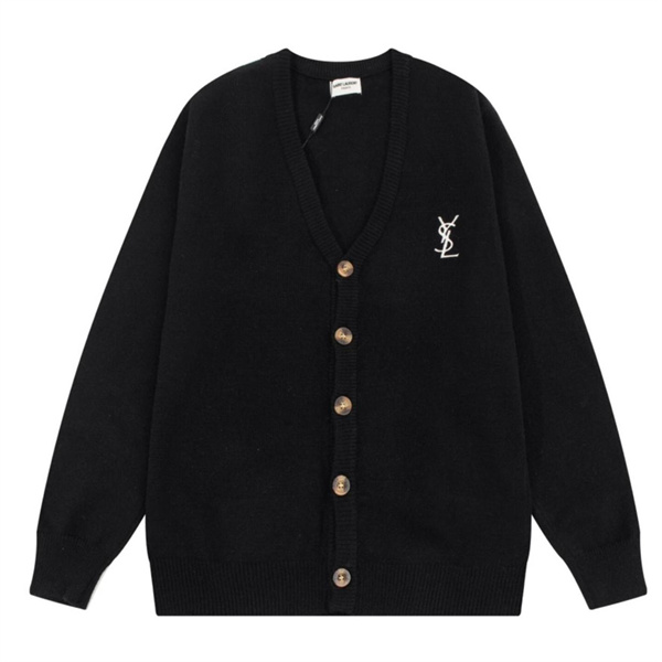 サンローラン スーパーコピー カーディガン シンプル YSLロゴ刺繍 落ち着いたカラー SAINT LAURENT