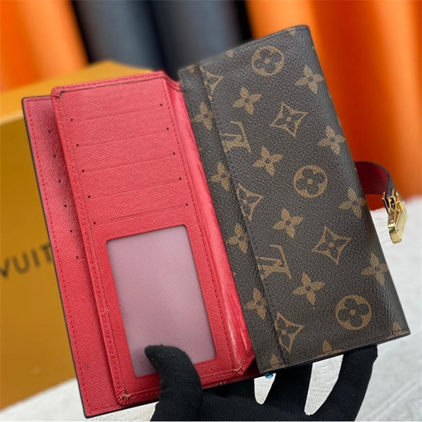 ルイヴィトン スーパーコピー 財布 モノグラムデザイン レッドインテリア ゴールド金具 多機能 LOUIS VUITTON