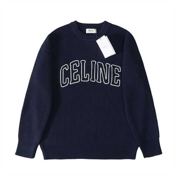 CELINE コピー セーター 刺繍ロゴ ウール素材 エレガントデザイン リブ編み素材 セリーヌ