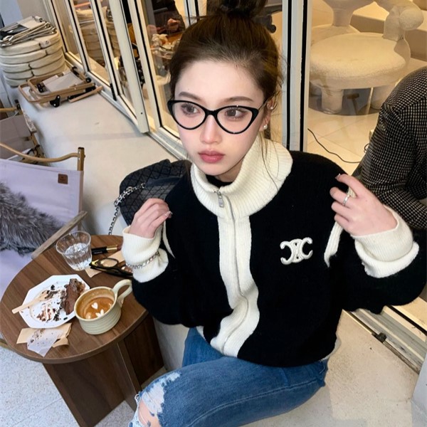 セリーヌ 偽物 ジャケット モノトーン デザイン トリオンフロゴ モダンジップアップ CELINE