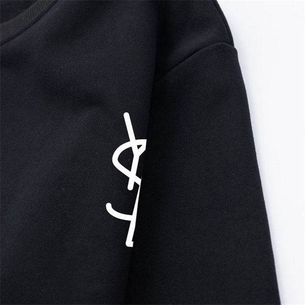 イヴサンローラン 偽物 トレーナー ブラック YSLロゴ クール デザイン YVES SAINT LAURENT