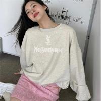 SAINT LAURENT コピー トレーナー ライトグレー グレー YSL刺繍ロゴ サンローラン
