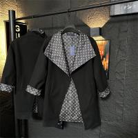 LOUIS VUITTON 偽物 コート ブラック モノグラム裏地 レザーアクセント ルイヴィトン