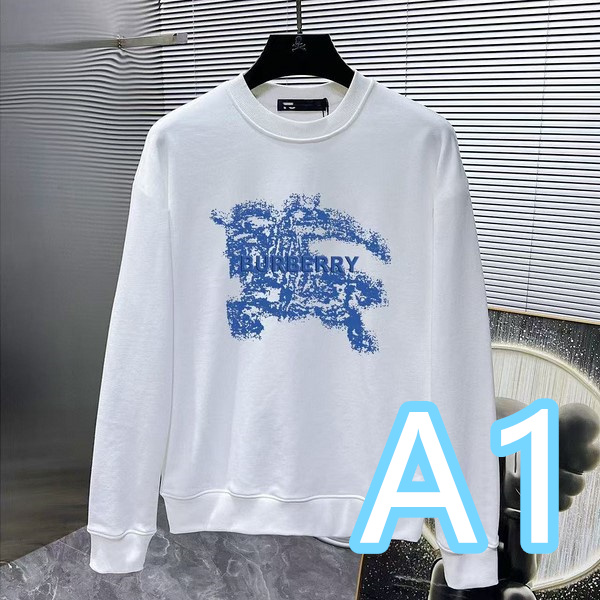 BURBERRY スーパーコピー トレーナー 青ペイント風ロゴ ホワイト×ブルー スタイリッシュ バーバリー