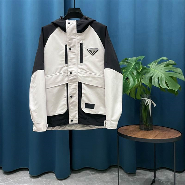 2024人気作 PRADA 偽物 ジャケット ホワイトブラック コントラスト プラダ