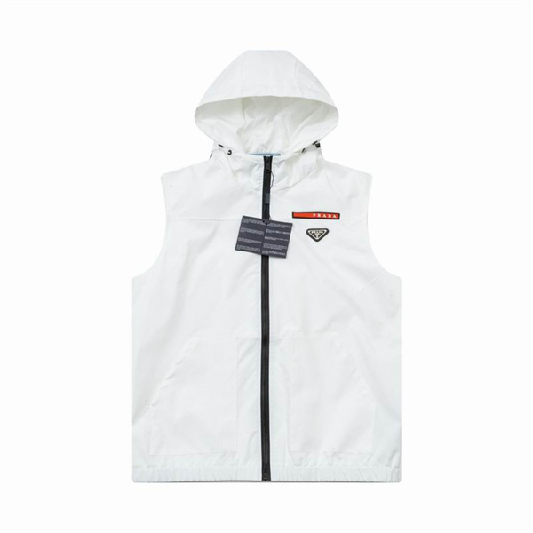 PRADA スーパーコピー ベスト フード付き 三角 赤ロゴライン 2色展開 プラダ