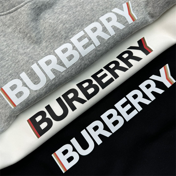BURBERRY スーパーコピーパーカー ロゴプリント 赤ベージュストライプ バーバリー 