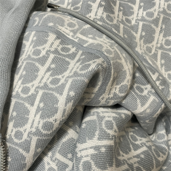 DIOR コピー ジップジャケット Oblique柄フード ブルーカラー ディオール