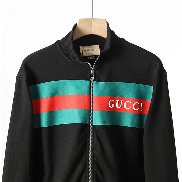 GUCCI コピー ジャケット グリーンレッドストライプ ブラック 
