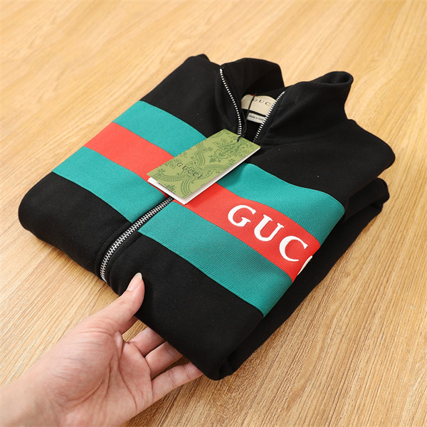 GUCCI コピー ジャケット グリーンレッドストライプ ブラック 